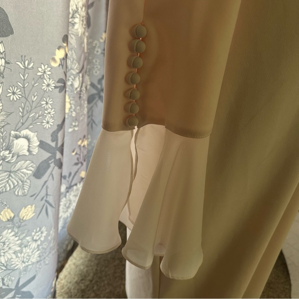Calvin Klein Pink Pastel Shift Dress with Sheer Bell Cuffs - Picture 5 of 10
